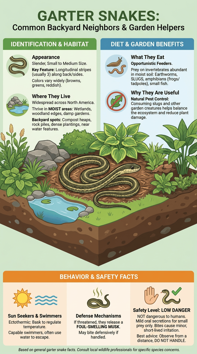 Garter Snake Facts: What You Should Know About This Common Backyard Snake infographic