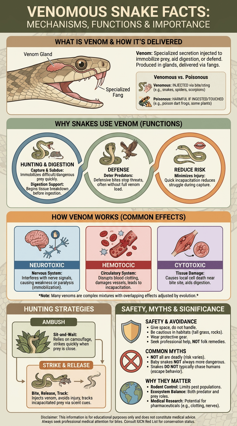 Venomous Snake Facts: How Snake Venom Works and Why It Matters infographic