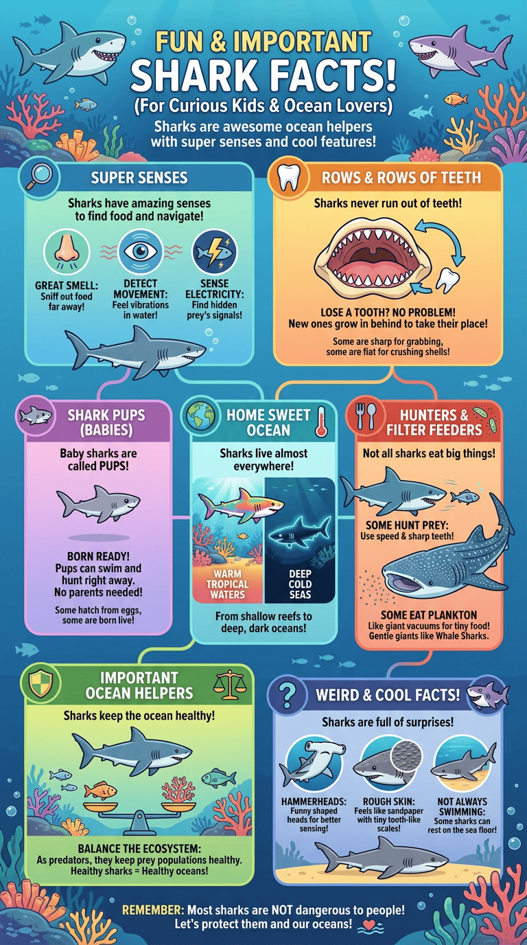 Fun Facts About Sharks for Curious Kids and Ocean Lovers infographic