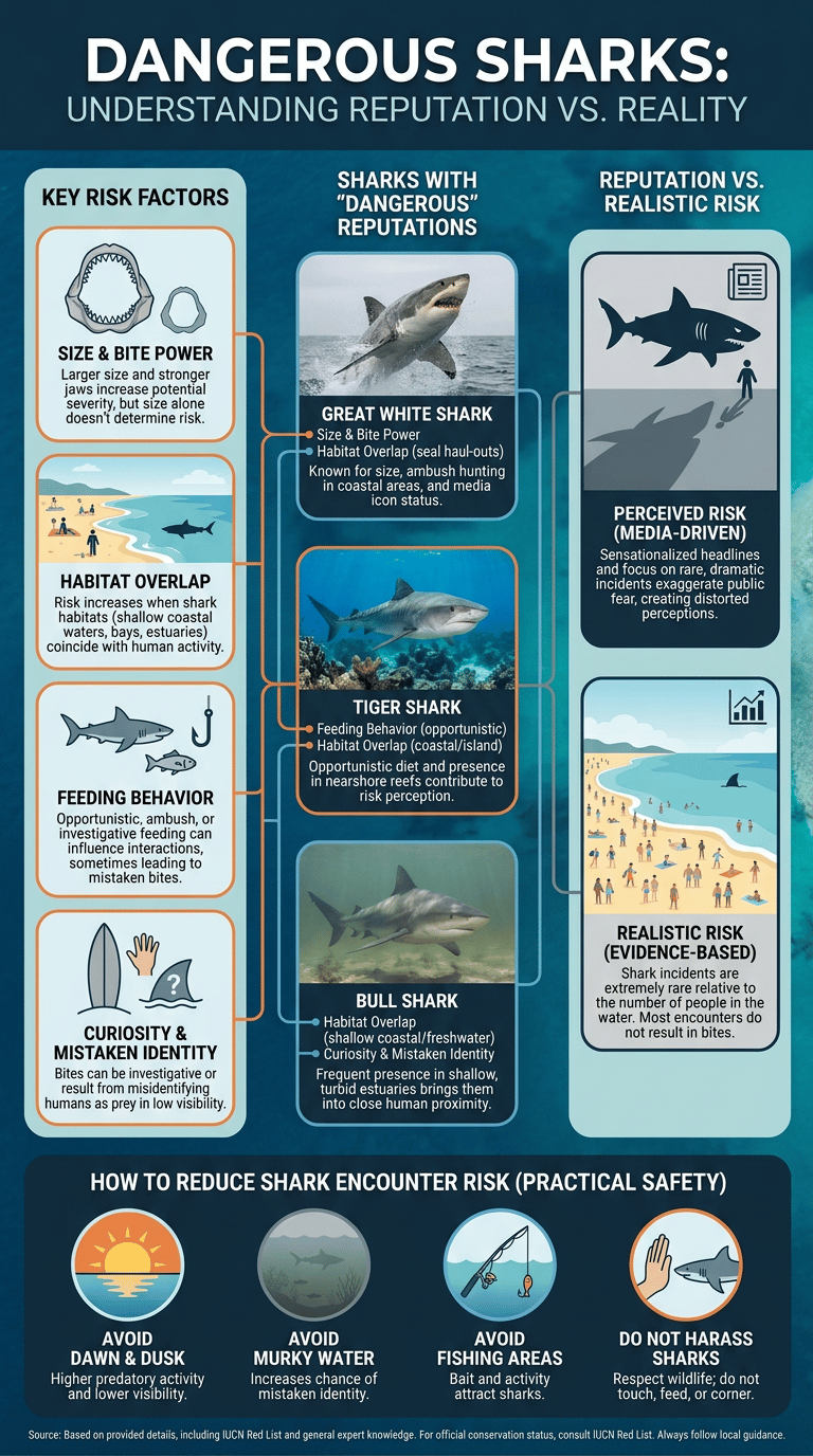 Most Dangerous Sharks in the World: Which Sharks Deserve Their Reputation? infographic