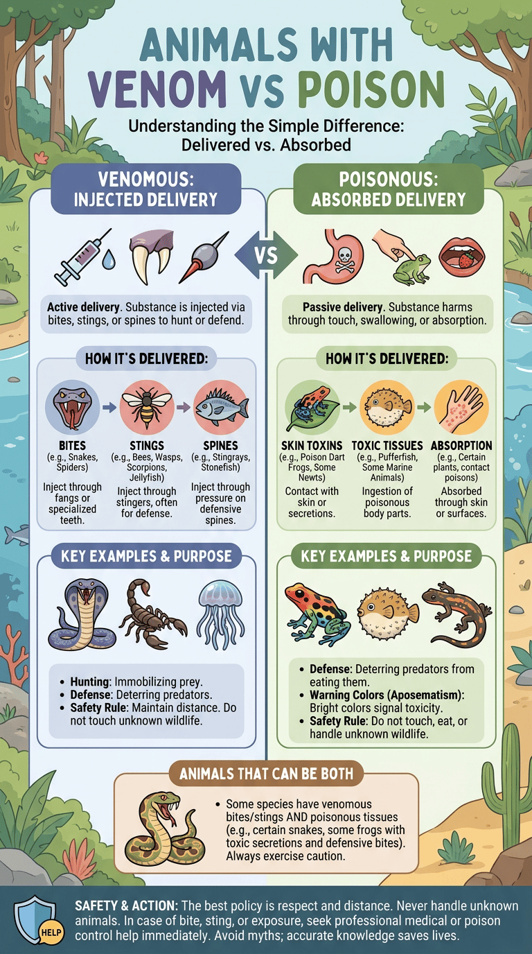 Animals With Venom vs Poison infographic