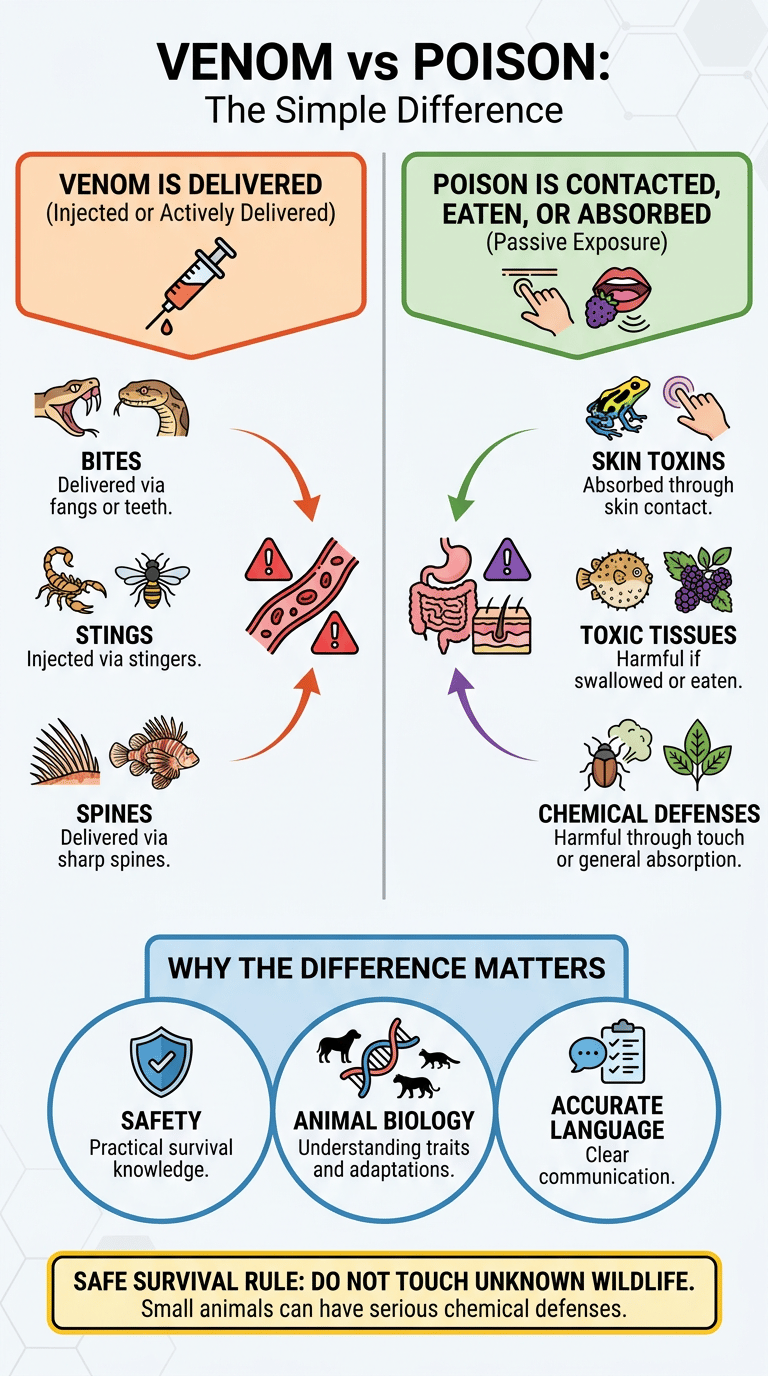 Animals With Venom vs Poison infographic