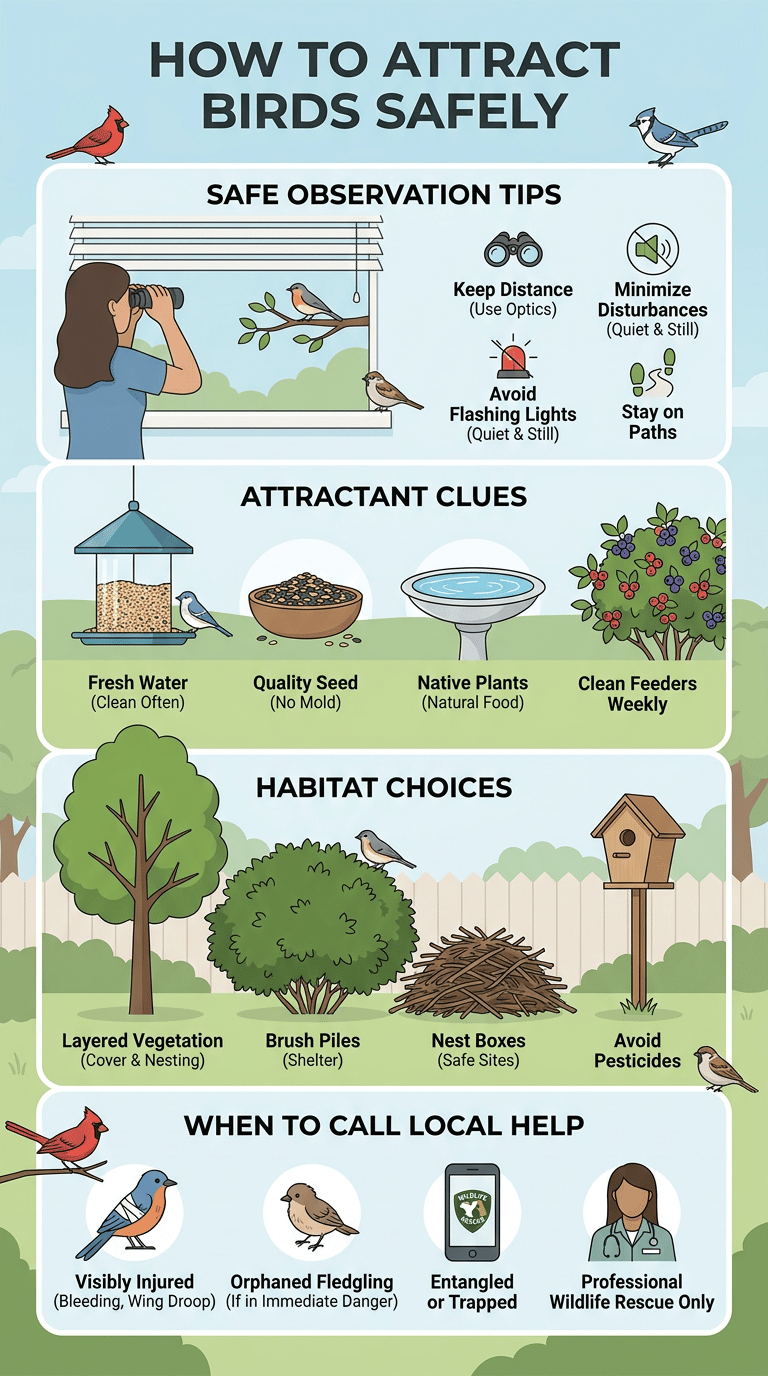 How to Attract Birds Safely infographic