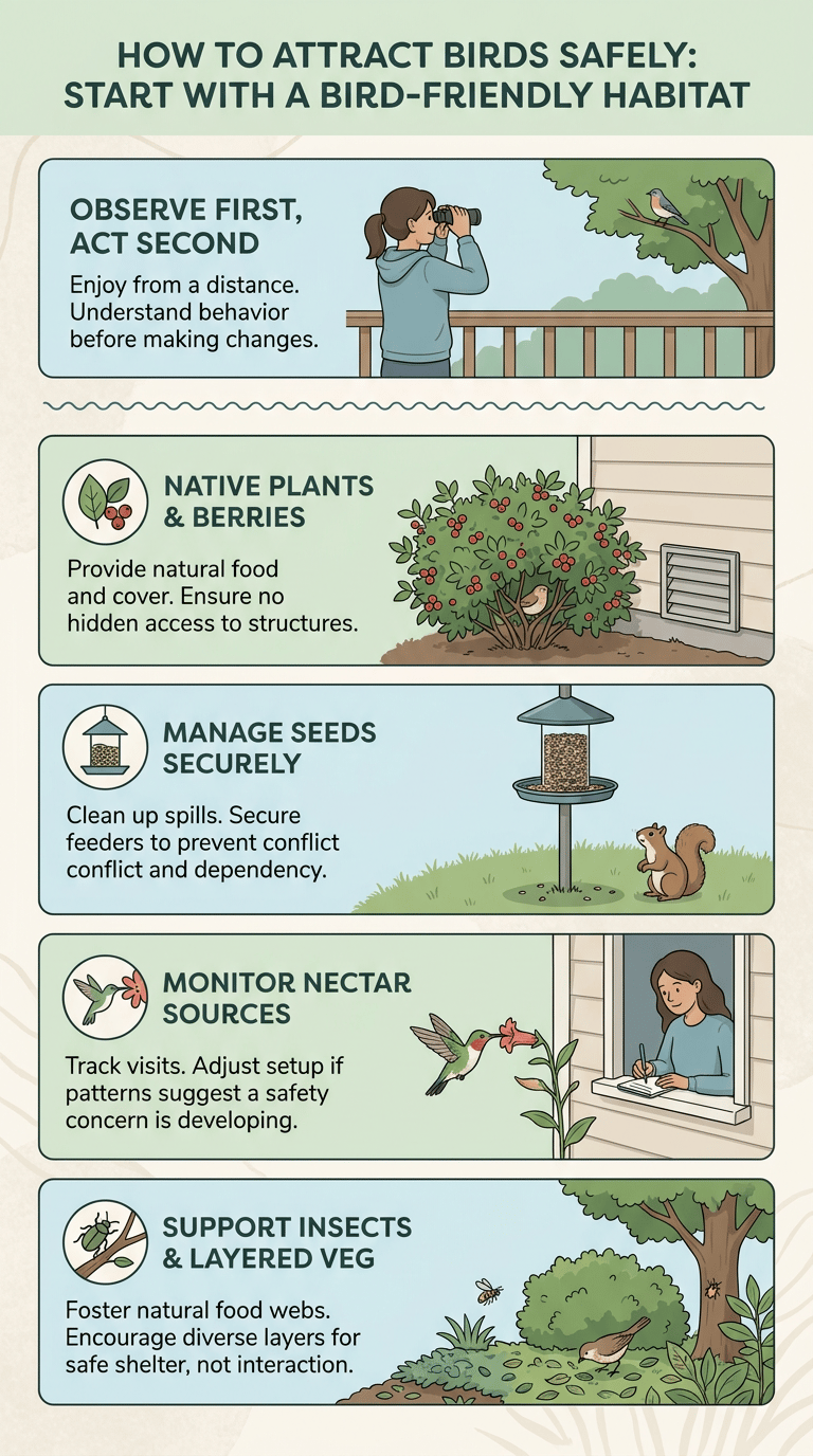 How to Attract Birds Safely infographic