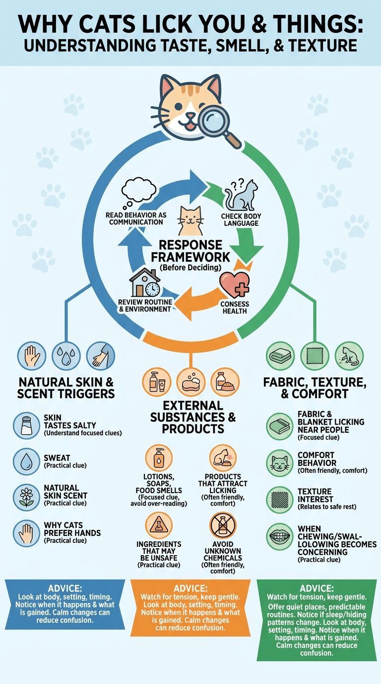 Why Do Cats Lick You? Taste, Smell, and Texture Reasons infographic
