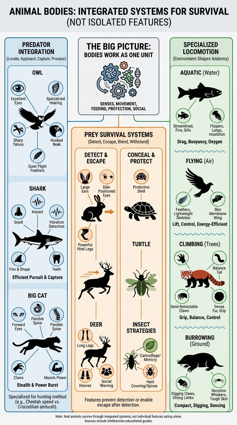 How Body Parts Work Together in Real Animals