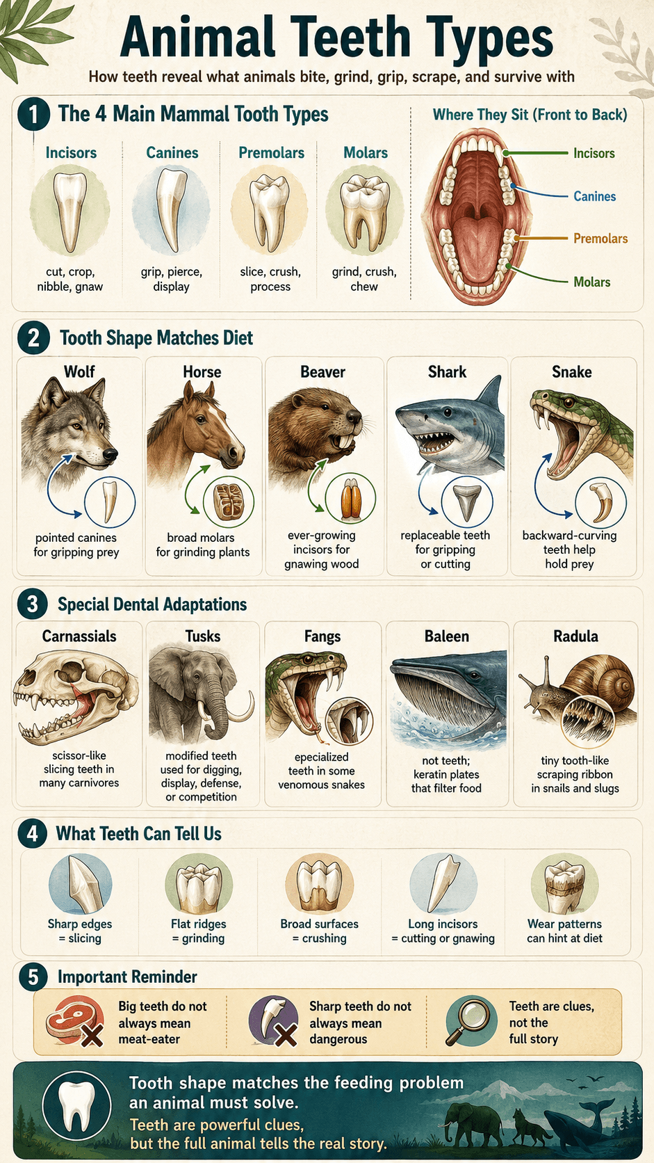 The Main Types of Animal Teeth