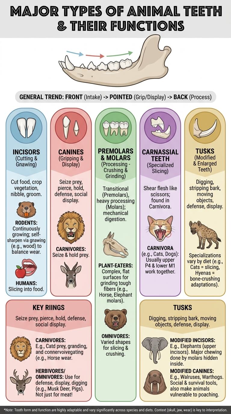 The Major Types of Animal Teeth
