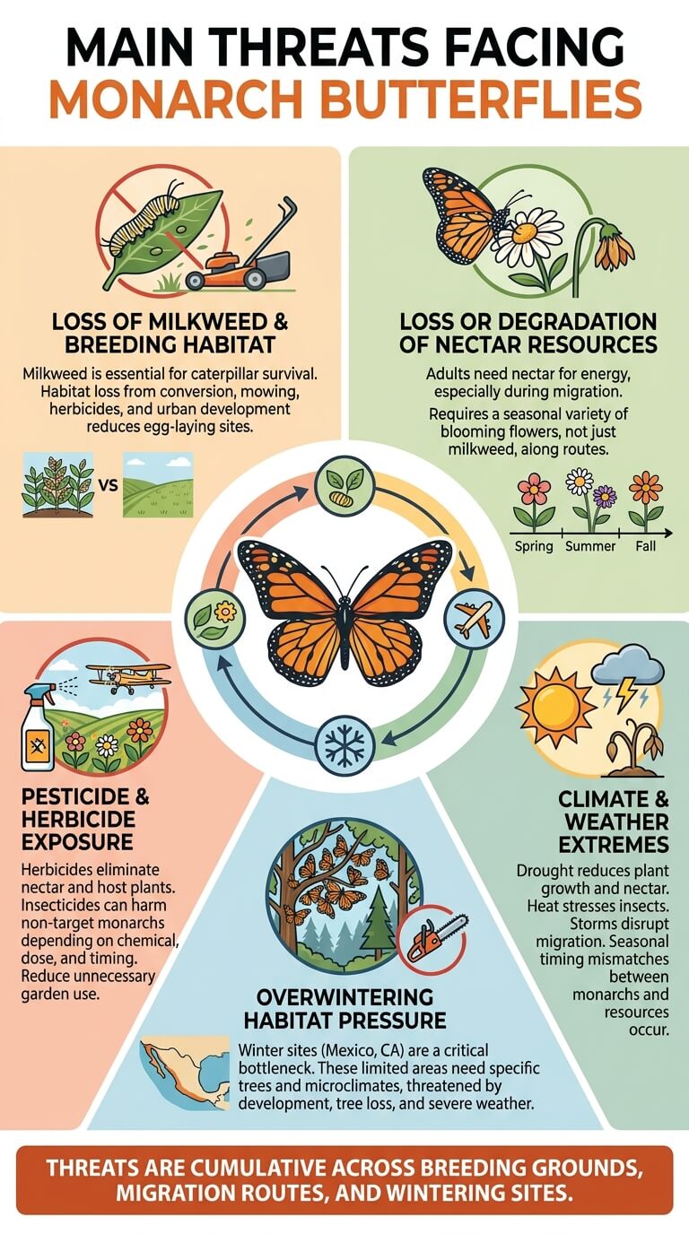 The Main Threats Facing Monarch Butterflies