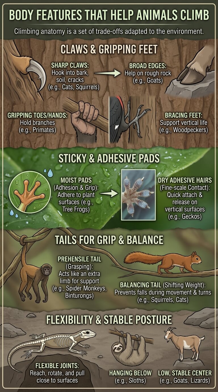 Body Features That Help Animals Climb