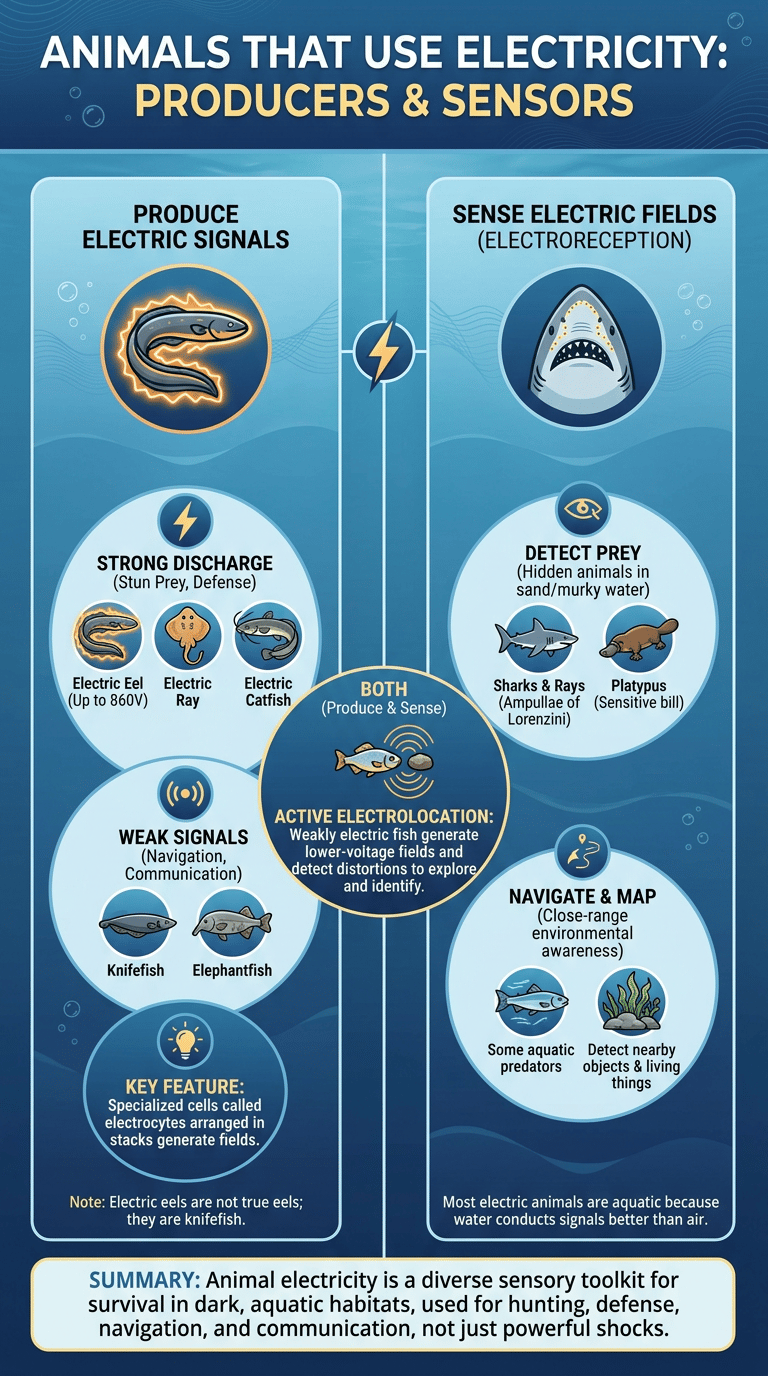 Animals That Use Electricity infographic full article