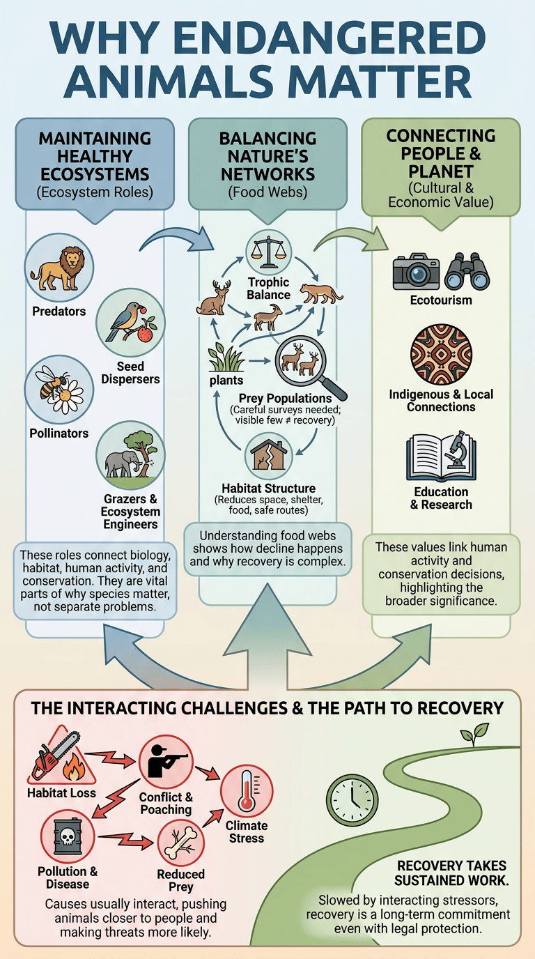Endangered Animals: Causes, Examples, and Conservation infographic