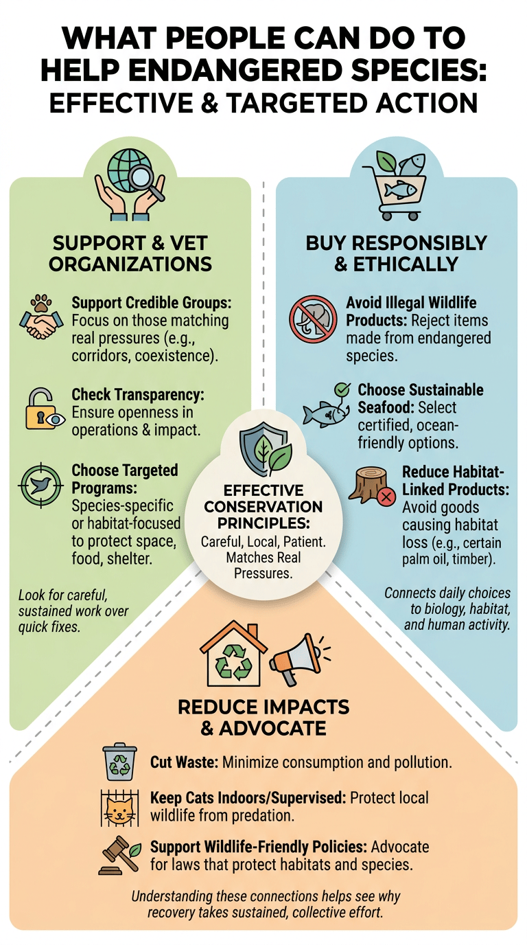 Endangered Animals: Causes, Examples, and Conservation infographic