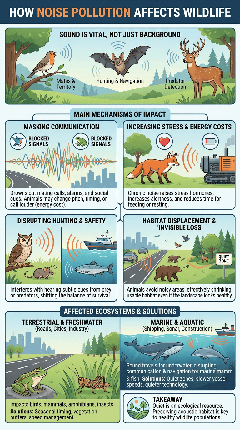 How Noise Pollution Affects Wildlife infographic full article