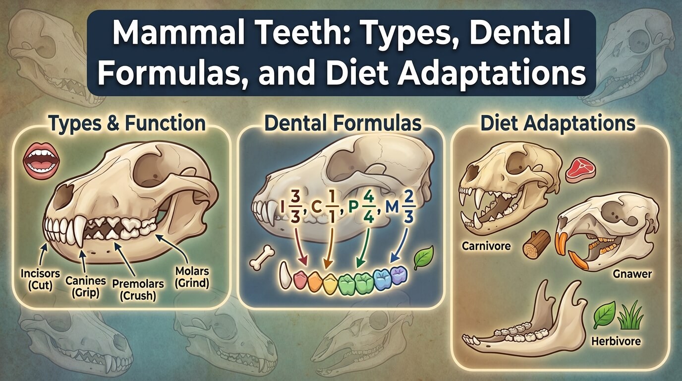 Mammal Teeth: Types, Dental Formulas, and Diet Adaptations