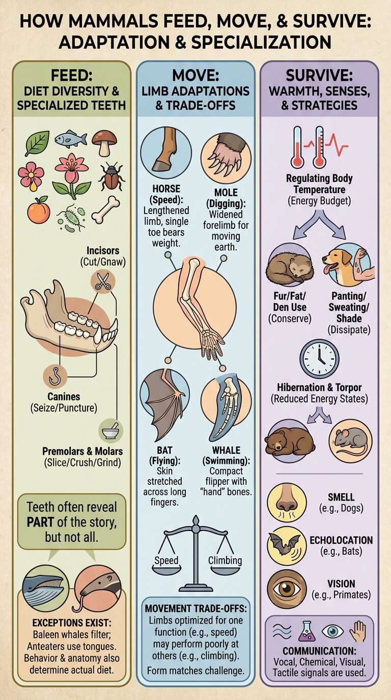 How Mammals Feed, Move, and Survive