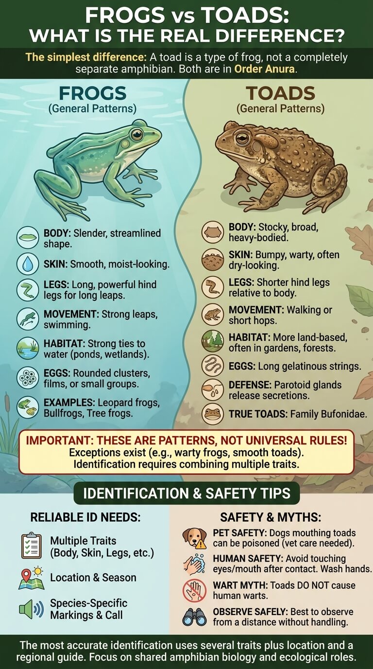 Quick Difference Between Frogs and Toads
