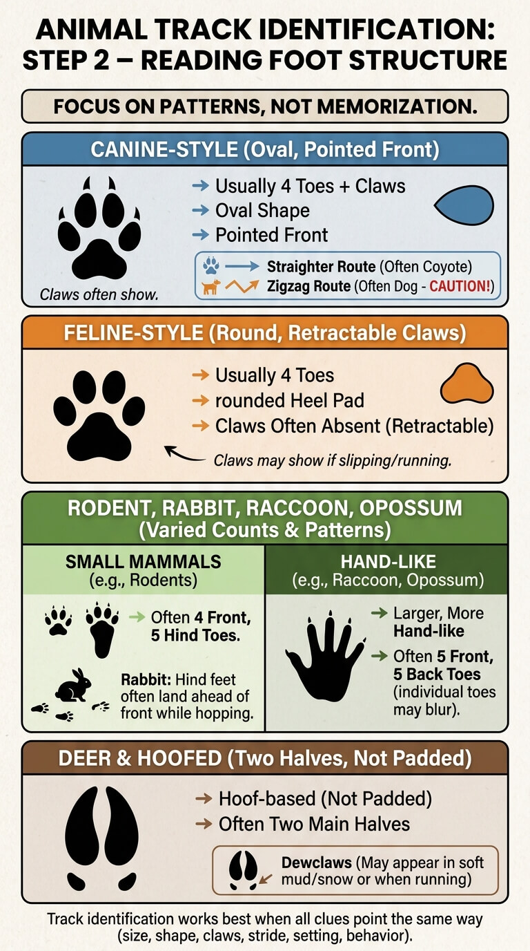 Step 2: Count Toes, Claws, Pads, and Hooves