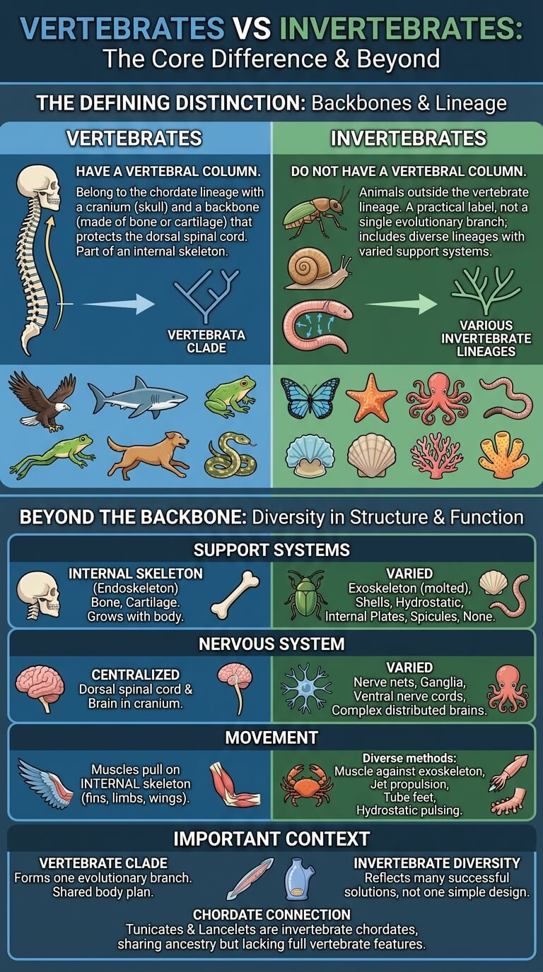 Vertebrates vs Invertebrates: Key Differences