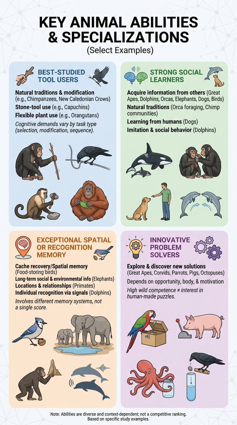 What Each Animal Appears to Be Best At