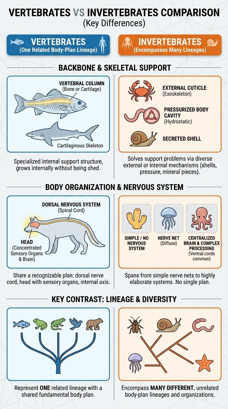 Vertebrates vs Invertebrates Comparison Table