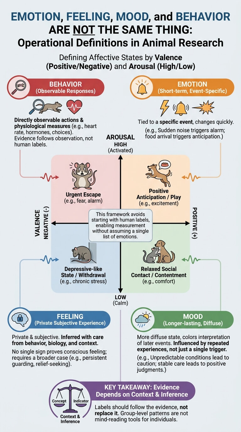 Emotion, Feeling, Mood, and Behavior Are Not the Same Thing
