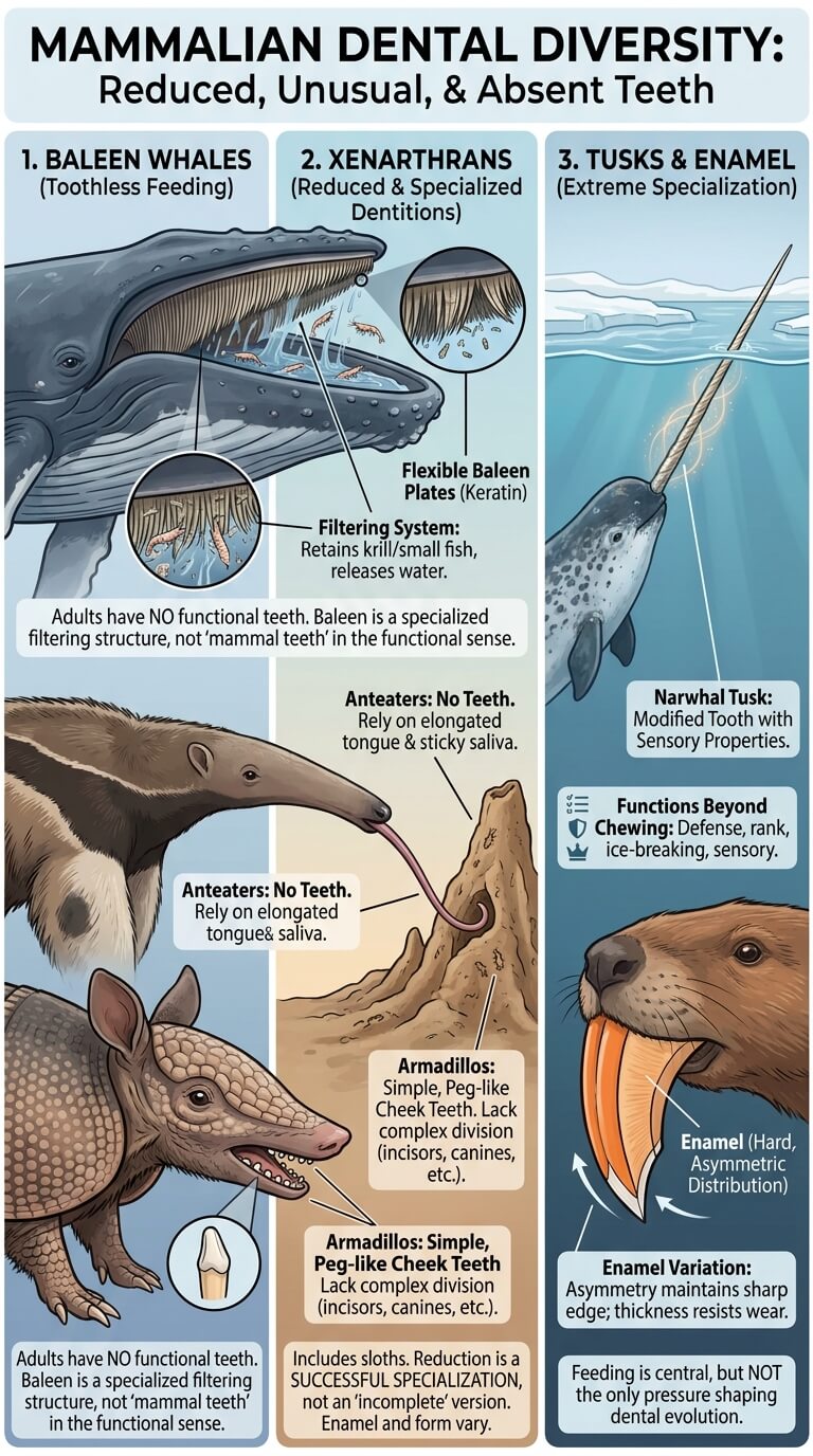 Mammals With Reduced, Unusual, or No Adult Teeth