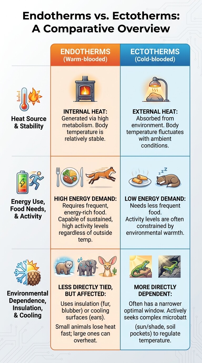 Endotherms vs Ectotherms Comparison Table
