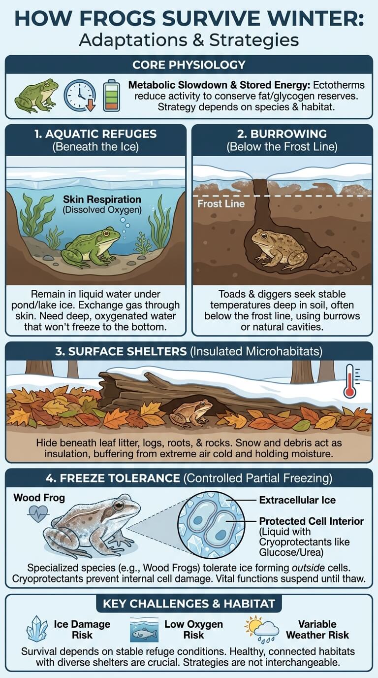 How Frogs Survive Winter: Hibernation, Ice, and Freezing