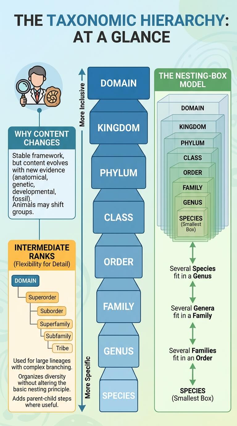 The Taxonomic Hierarchy at a Glance