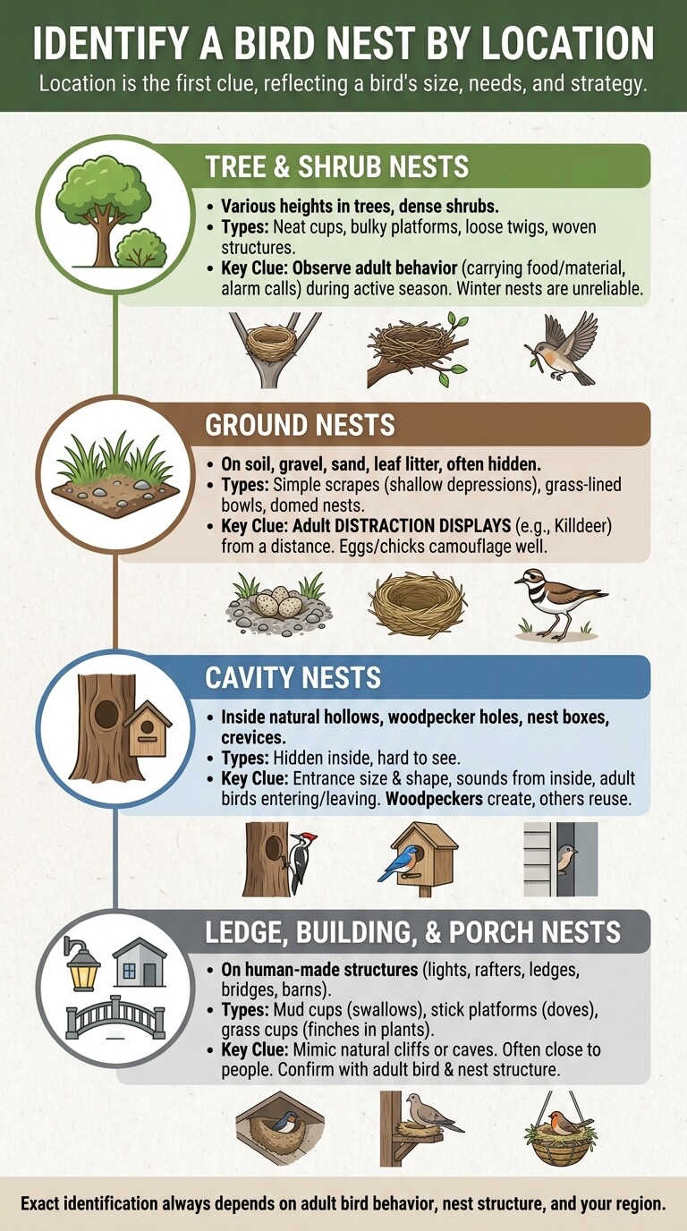 How to Identify a Bird Nest by Location
