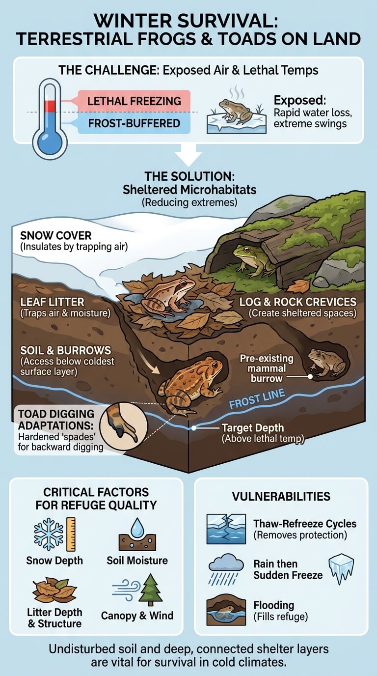Terrestrial Frogs and Toads on Land