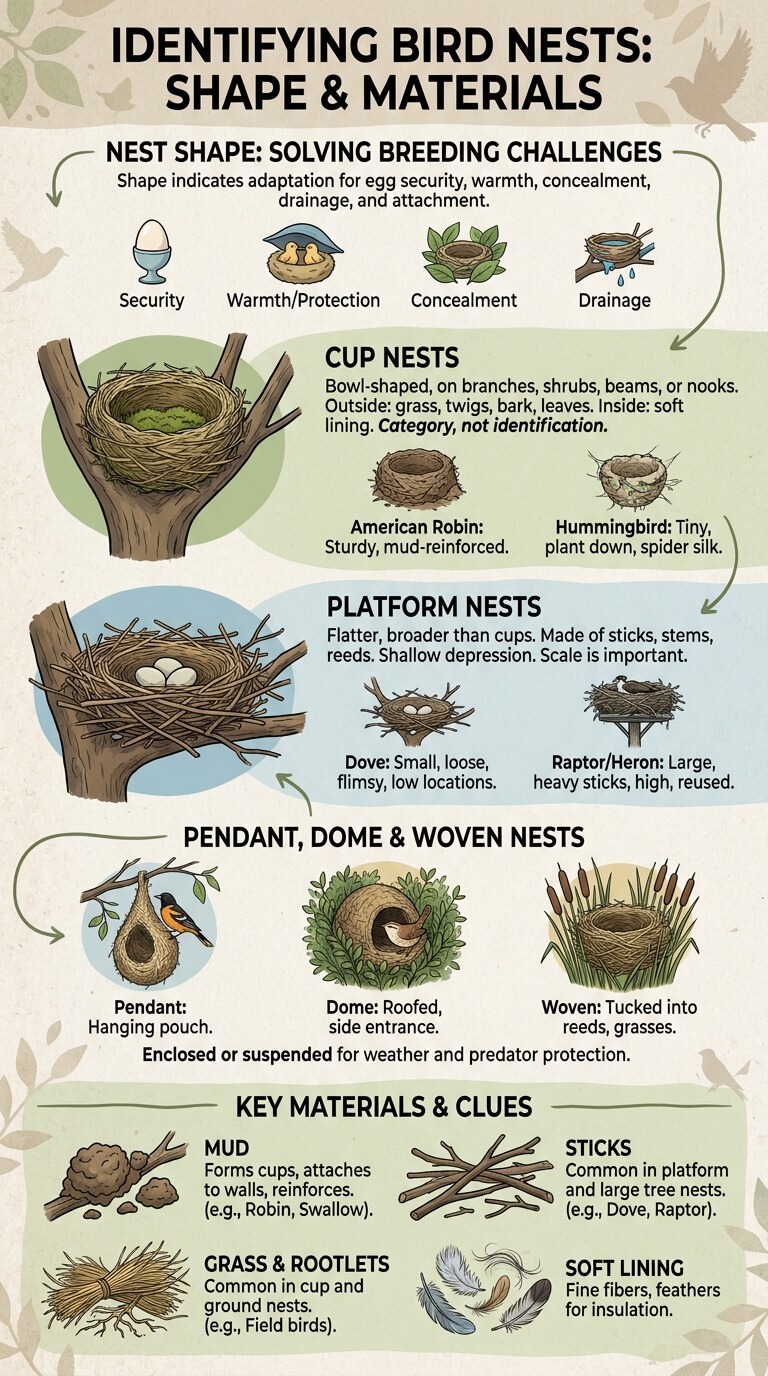 How to Identify a Bird Nest by Shape and Materials