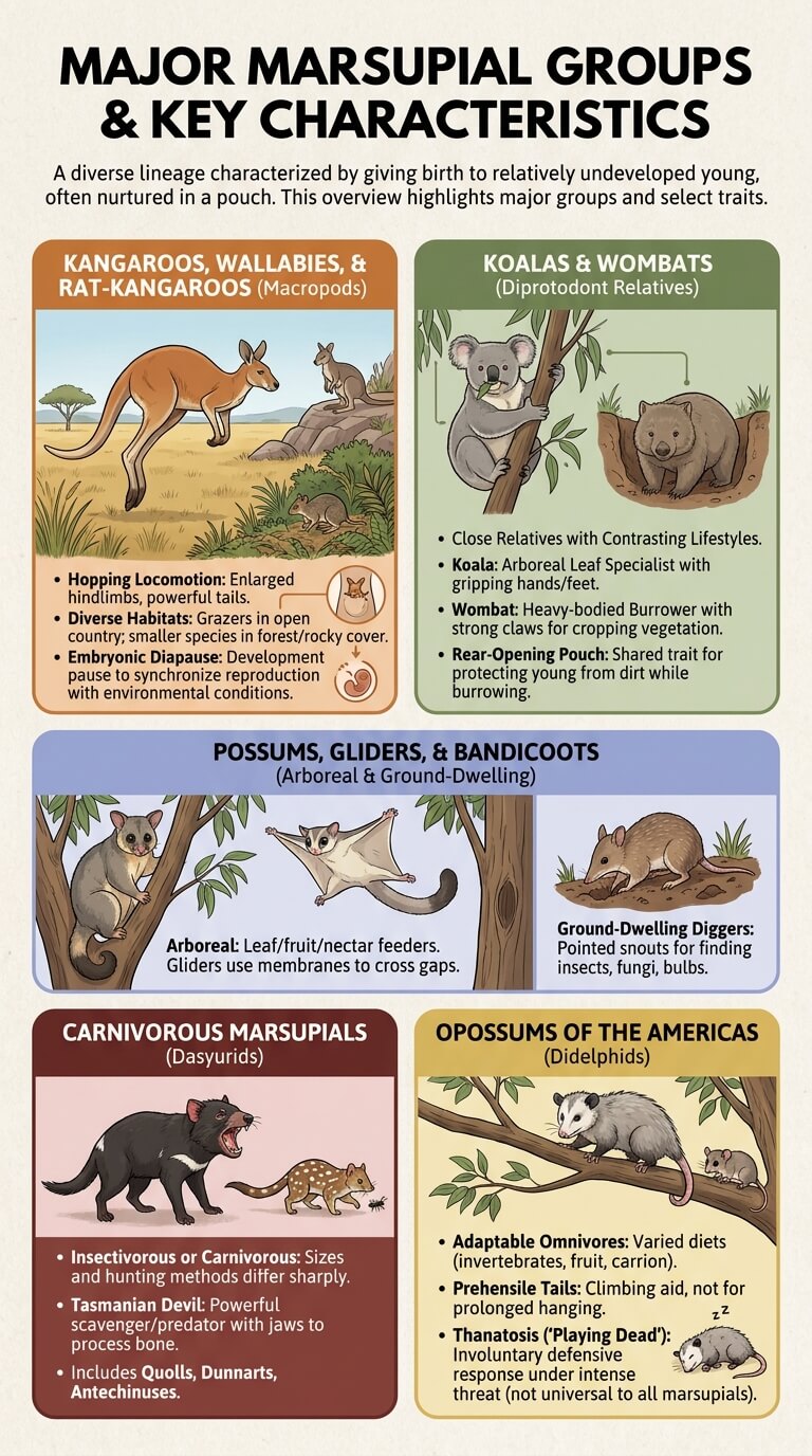 Major Marsupial Groups and Examples