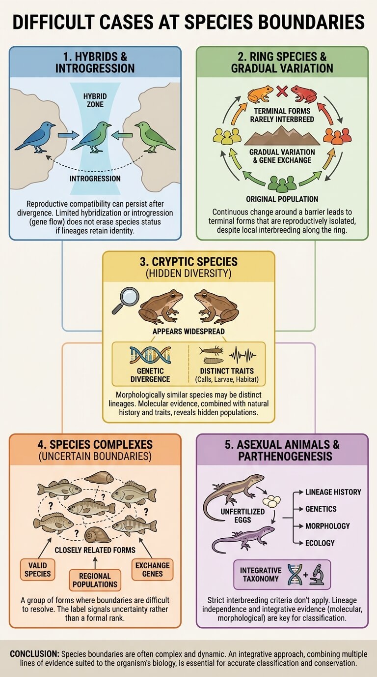 Difficult Cases at Species Boundaries