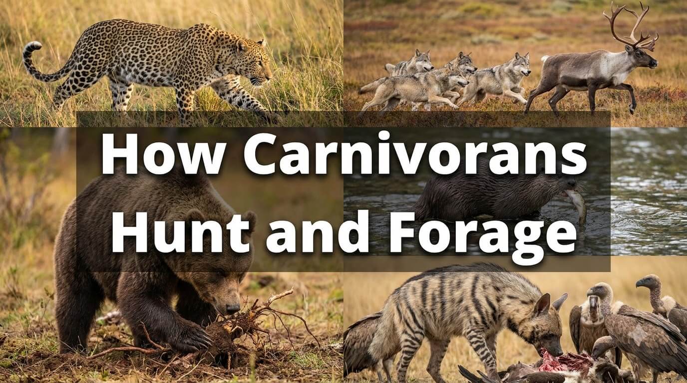 How Carnivorans Hunt and Forage: Ambush, Pursuit, Digging, Fishing, and Scavenging