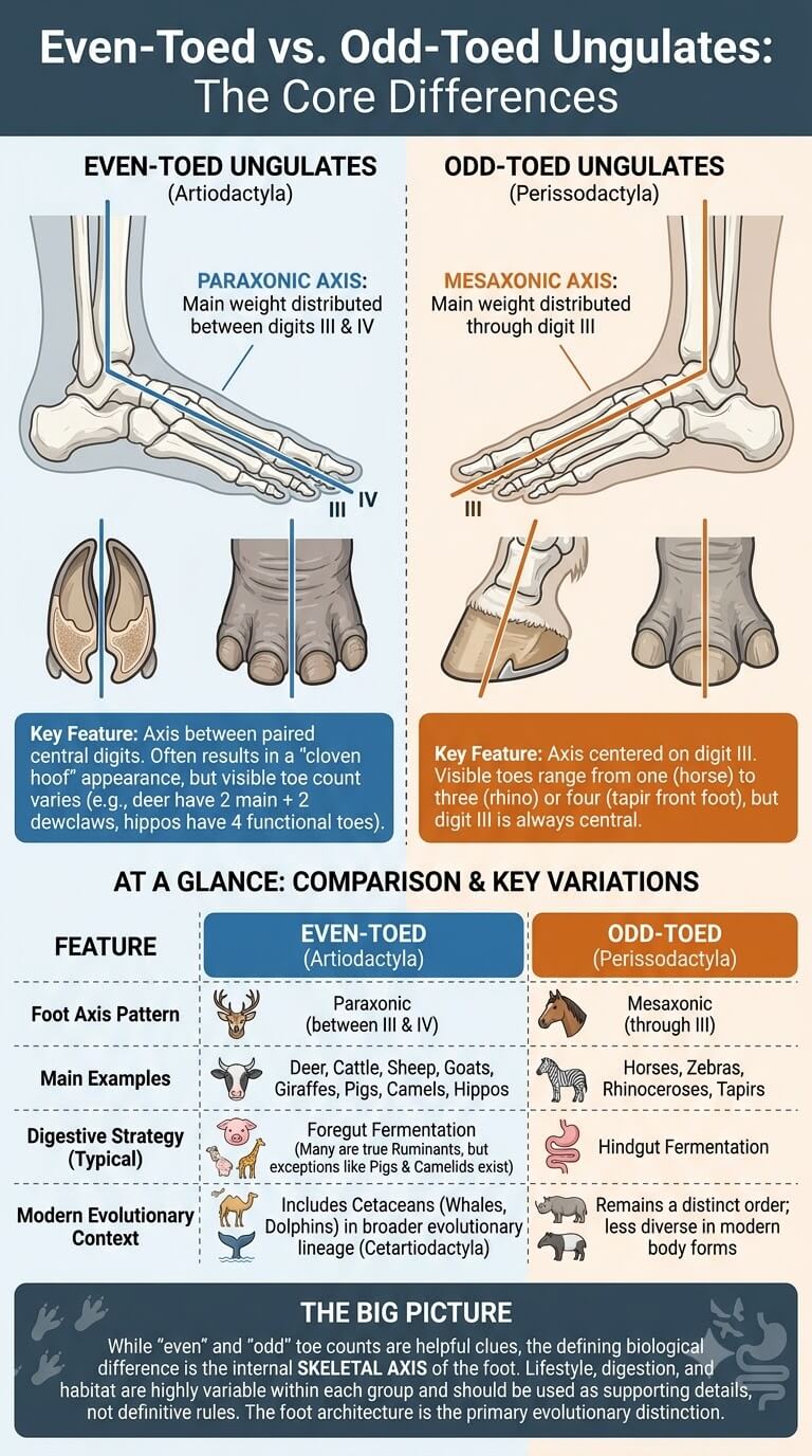 Even-Toed vs Odd-Toed Ungulates