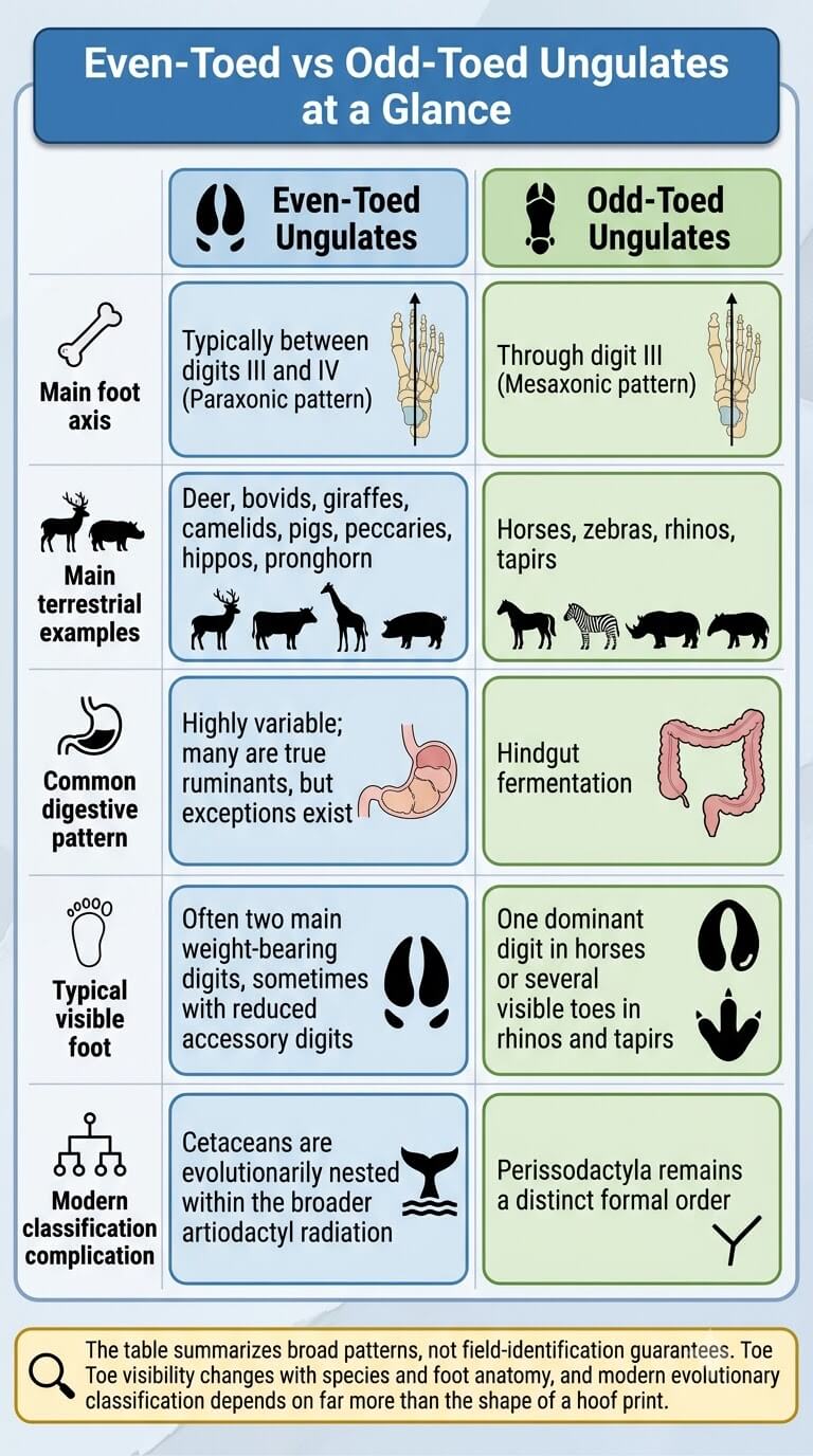 Even-Toed vs Odd-Toed Ungulates at a Glance