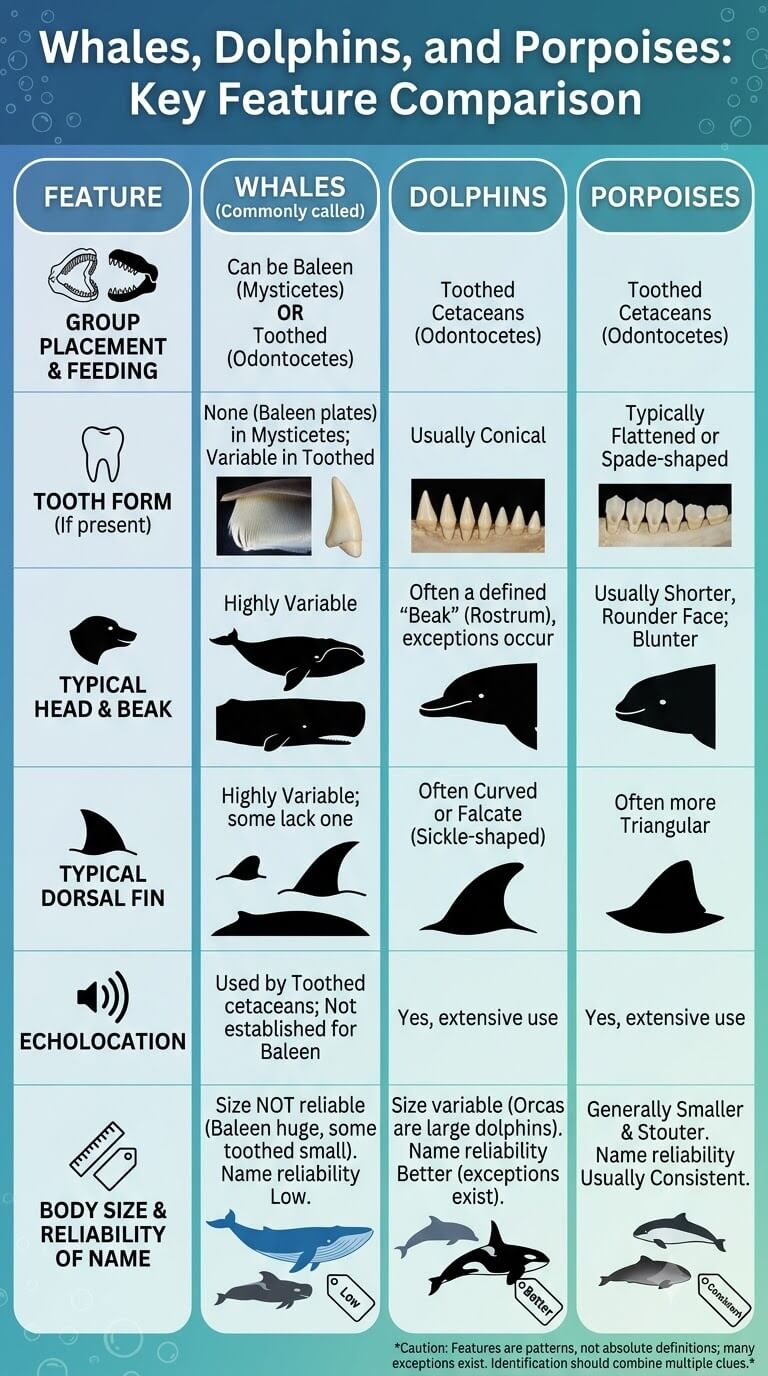 Comparison Table: Whales, Dolphins, and Porpoises