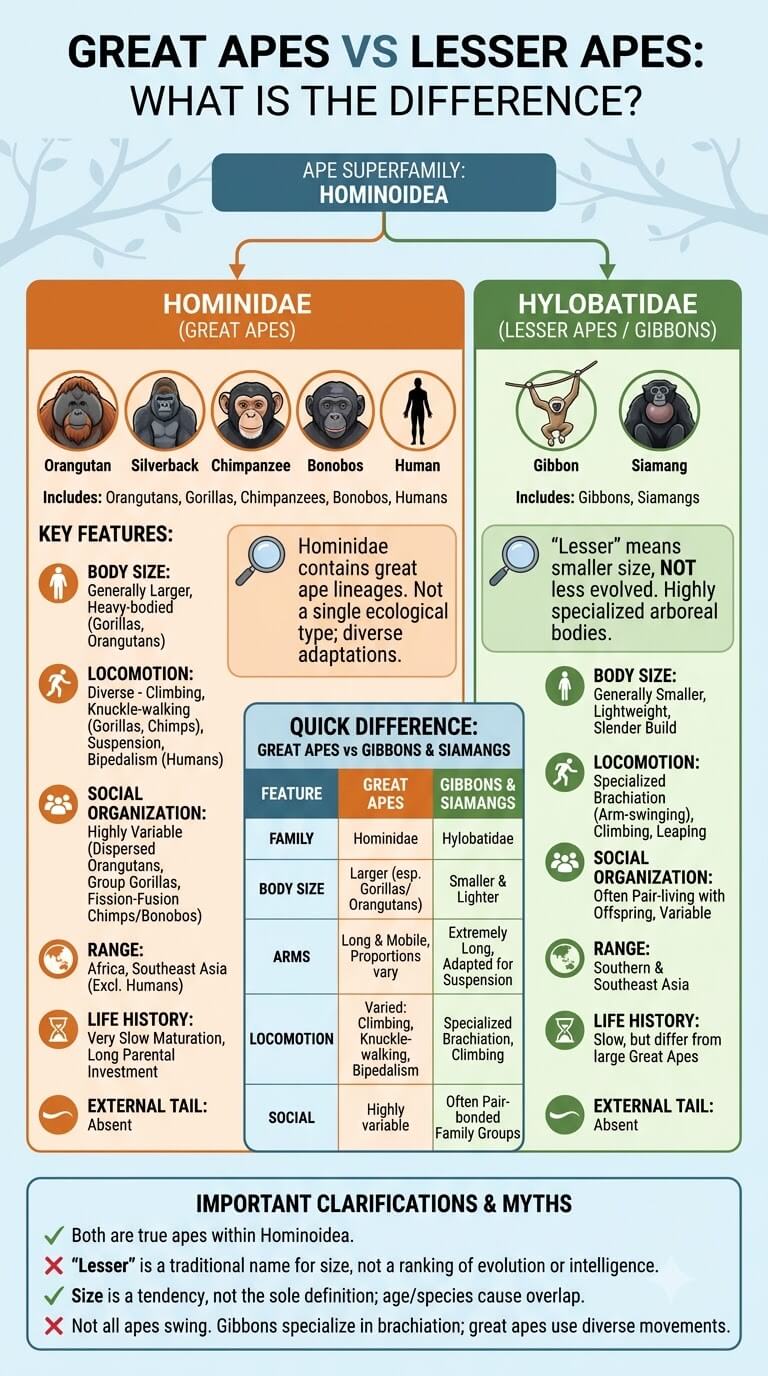 Great Apes vs Lesser Apes
