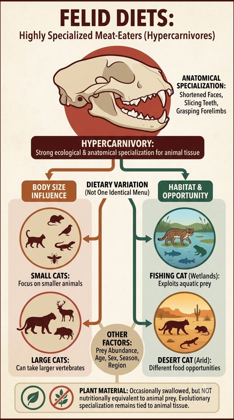 Meat-Dominated Diets in Many Felids