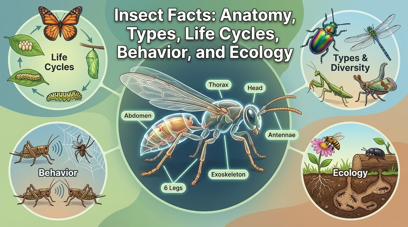 Insect Facts: Anatomy, Types, Life Cycles, Behavior, and Ecology