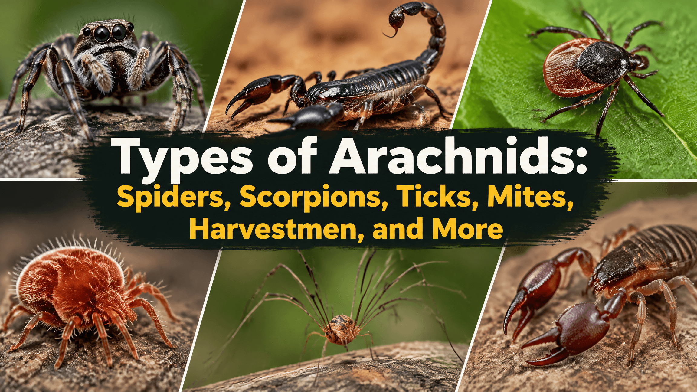 Types of Arachnids: Spiders, Scorpions, Ticks, Mites, Harvestmen, and More