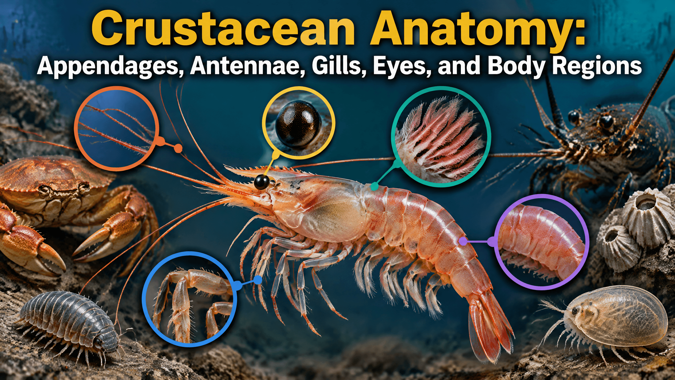 Crustacean Anatomy: Appendages, Antennae, Gills, Eyes, and Body Regions