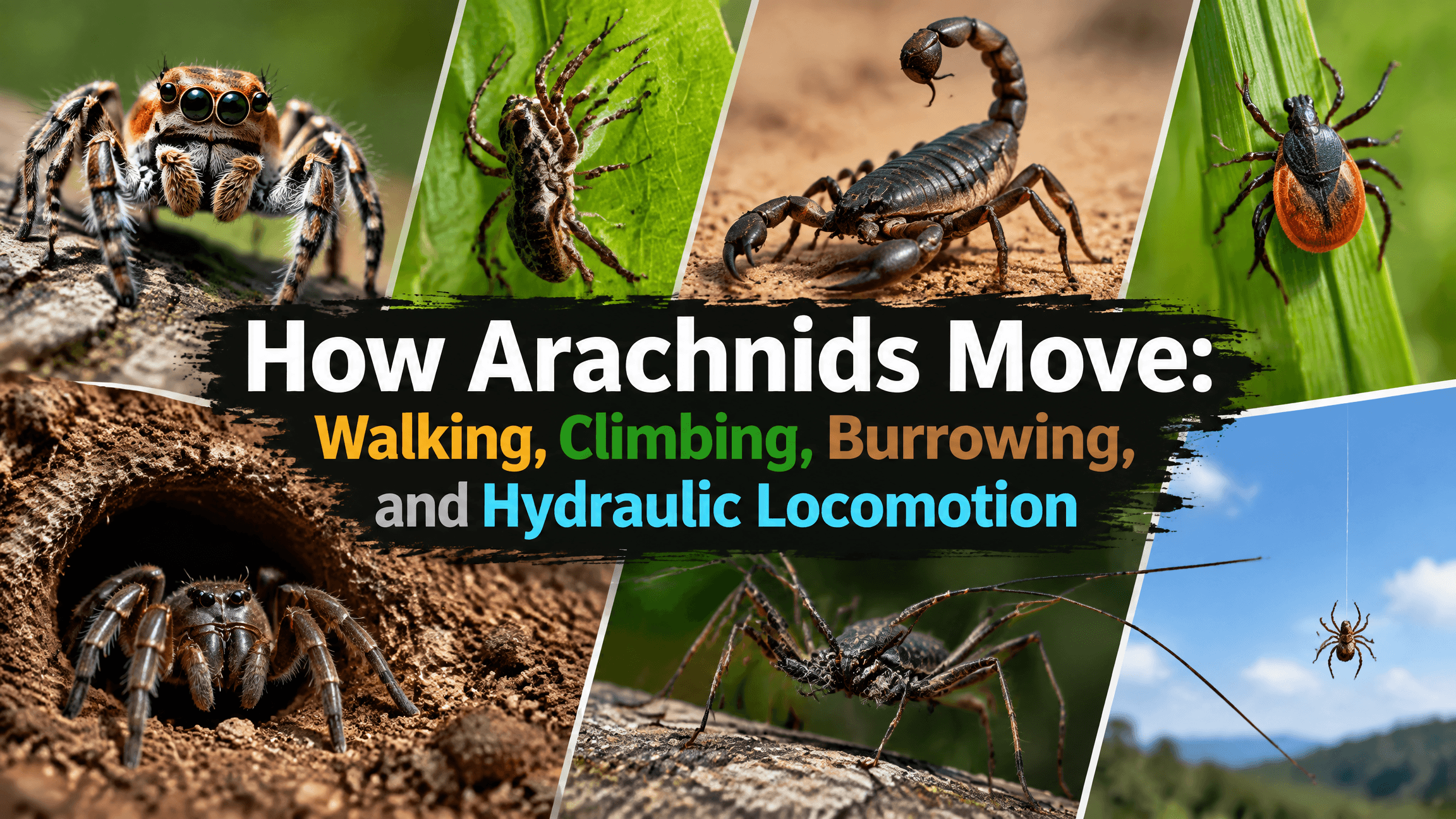 How Arachnids Move: Walking, Climbing, Burrowing, and Hydraulic Locomotion