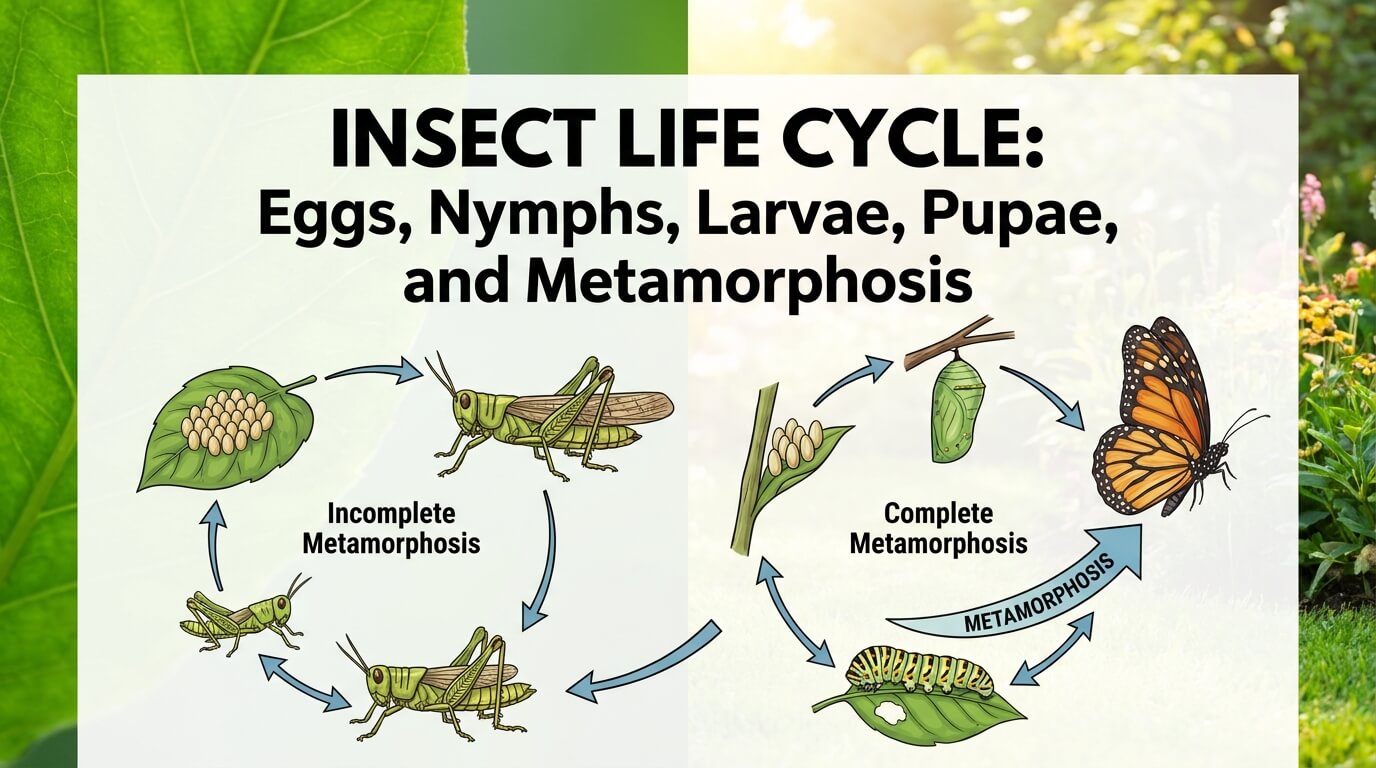 Insect Life Cycle: Eggs, Nymphs, Larvae, Pupae, and Metamorphosis