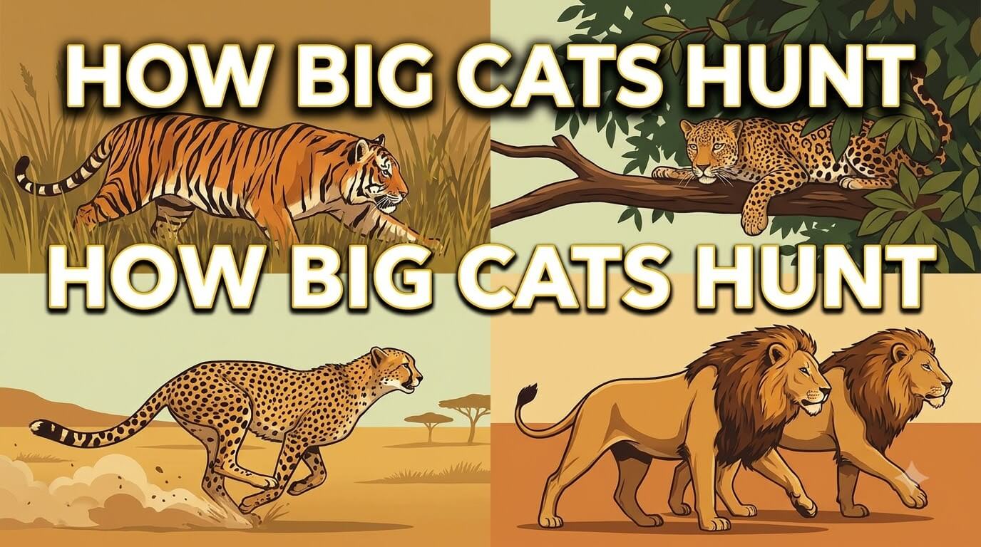 How Big Cats Hunt: Stalking, Ambush, Pursuit, and Cooperation