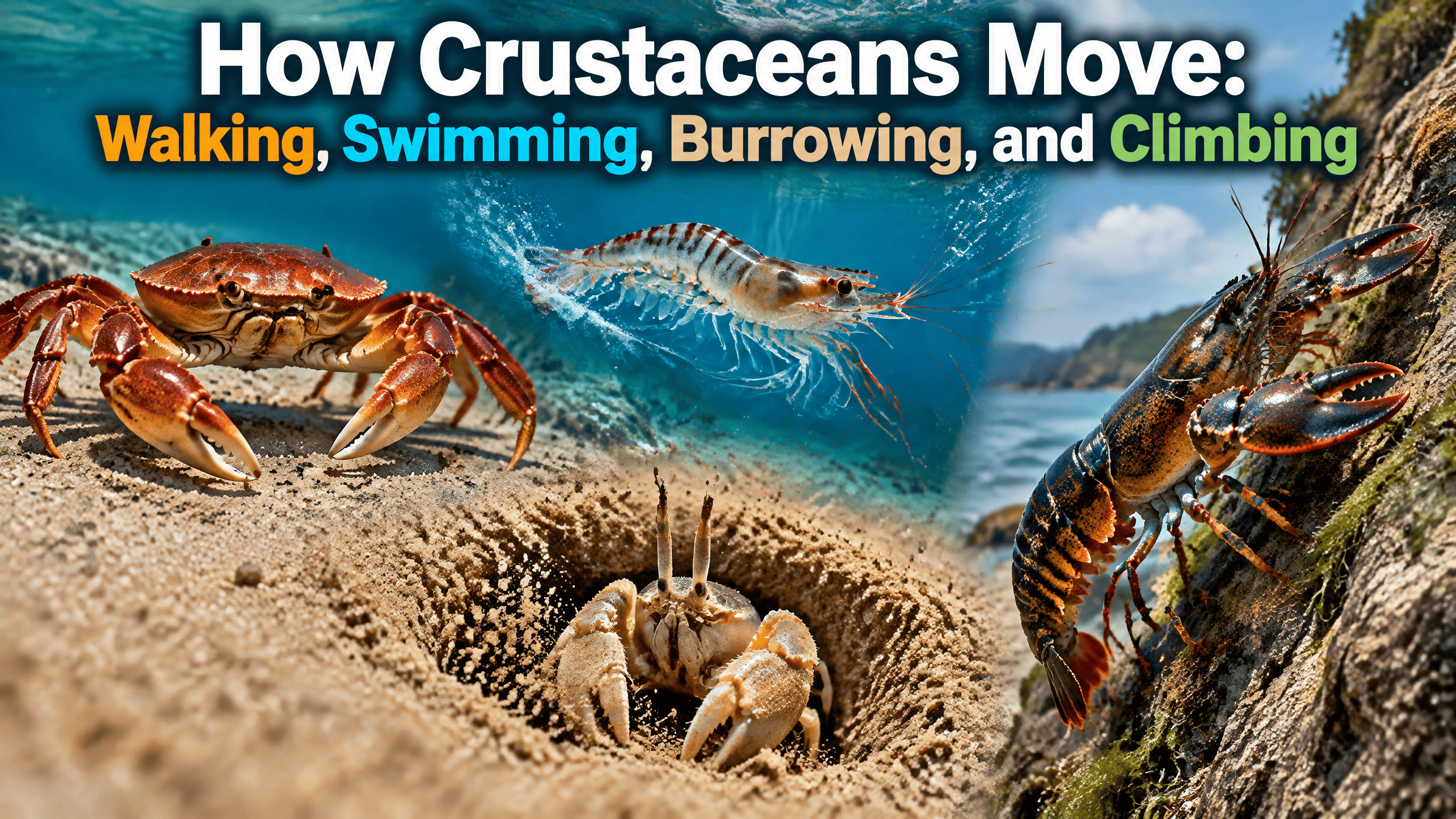 How Crustaceans Move: Walking, Swimming, Burrowing, and Climbing