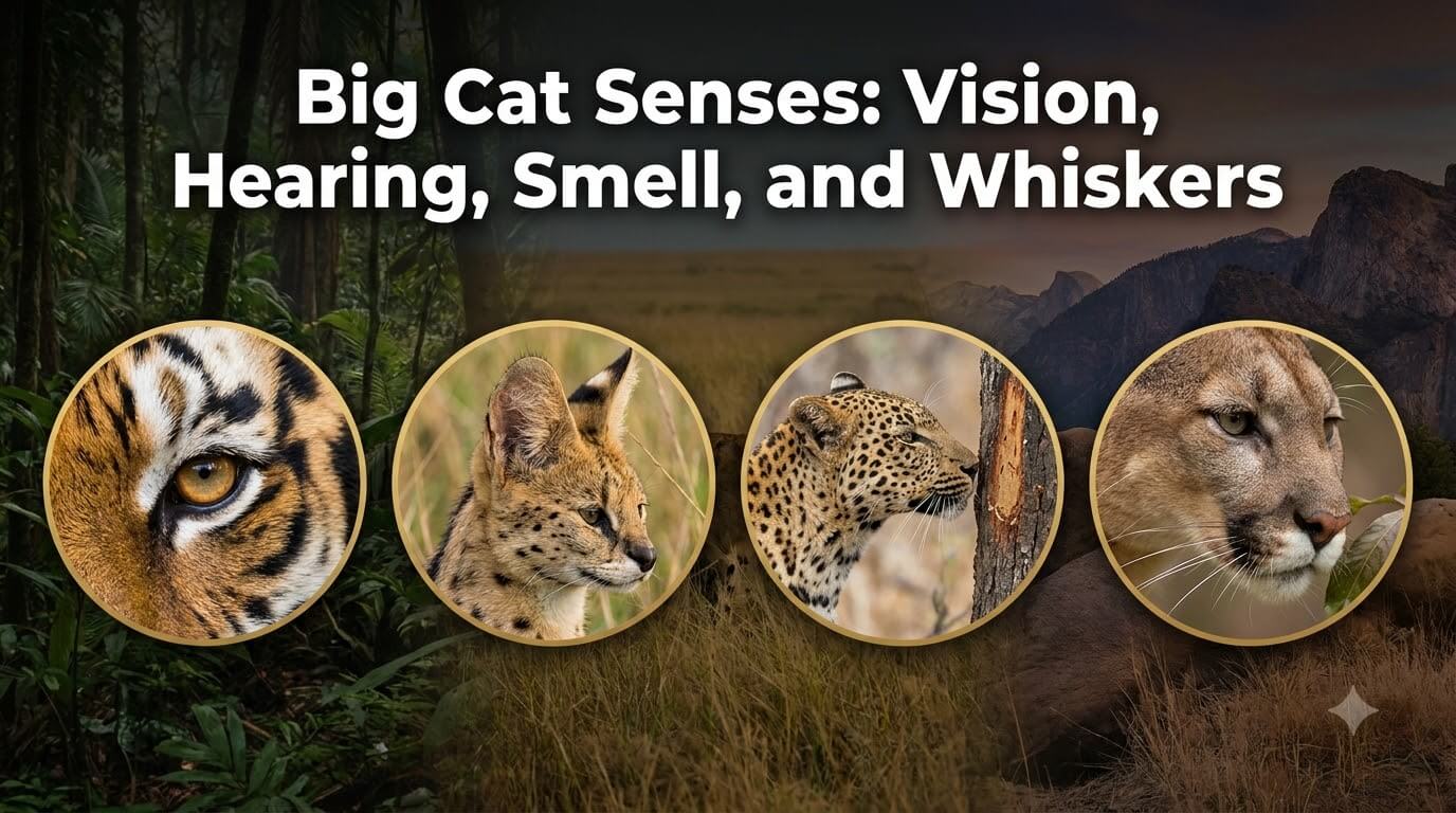 Big Cat Senses: Vision, Hearing, Smell, and Whiskers