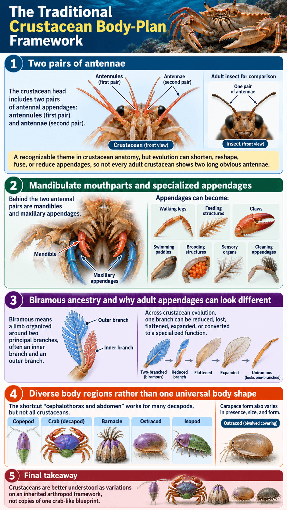 The Traditional Crustacean Body-Plan Framework